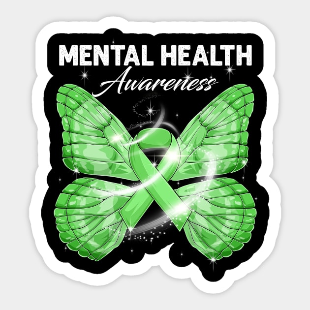 Mental Health Awareness Butterfly Sticker by peskyrubeus